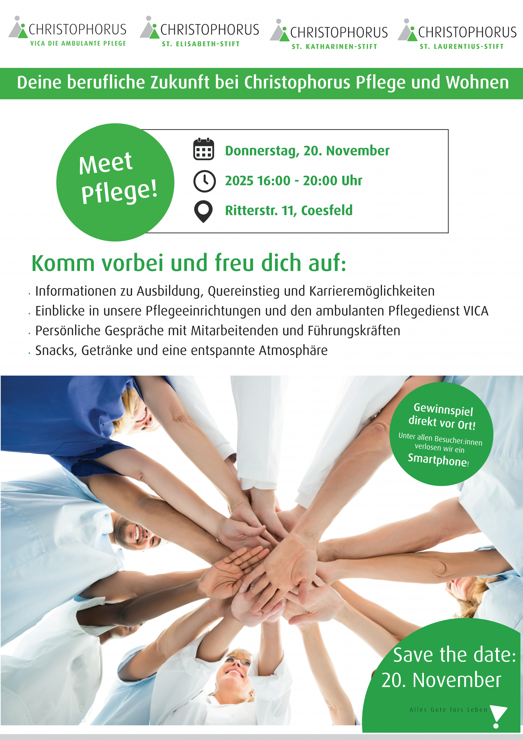 SAVE THE DATE!!! Meet-Pflege – Deine berufliche Zukunft bei CHRISTOPHORUS Pflege und Wohnen